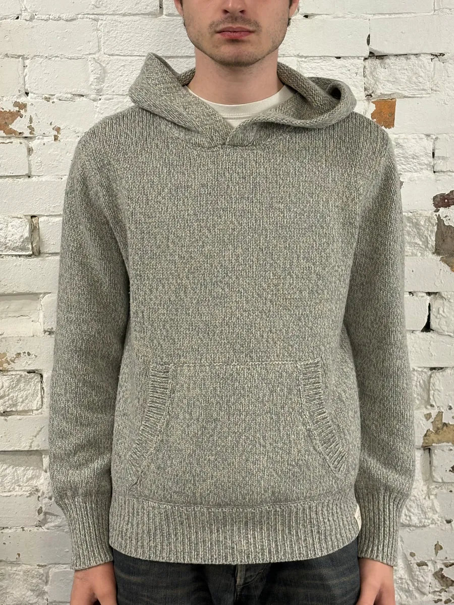 Ralph Lauren Denim & Supply Grey Acrylic Wool Ribbed Knit Hoodie GJUlcFy 1