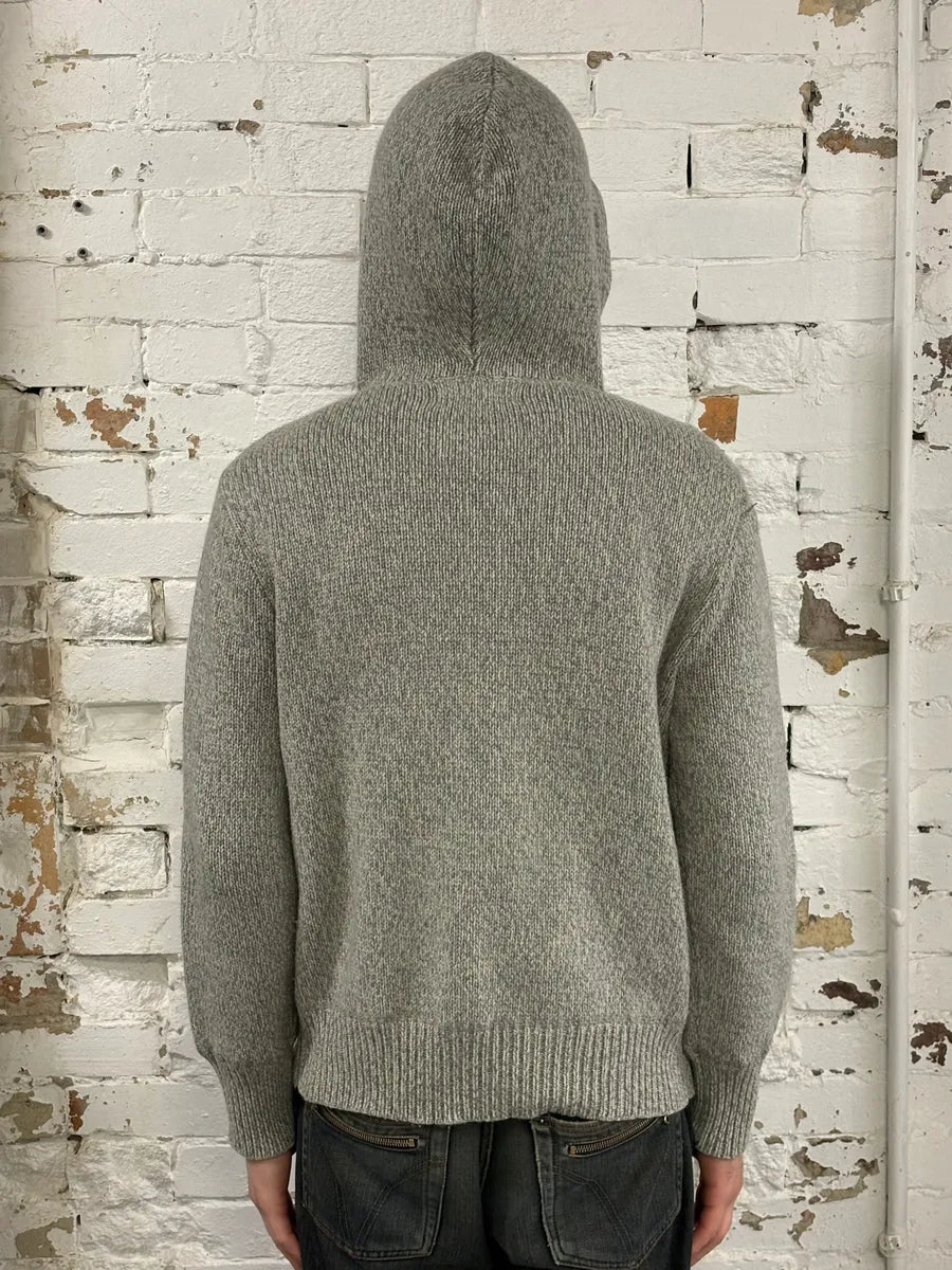 Ralph Lauren Denim & Supply Grey Acrylic Wool Ribbed Knit Hoodie GJUlcFy 2