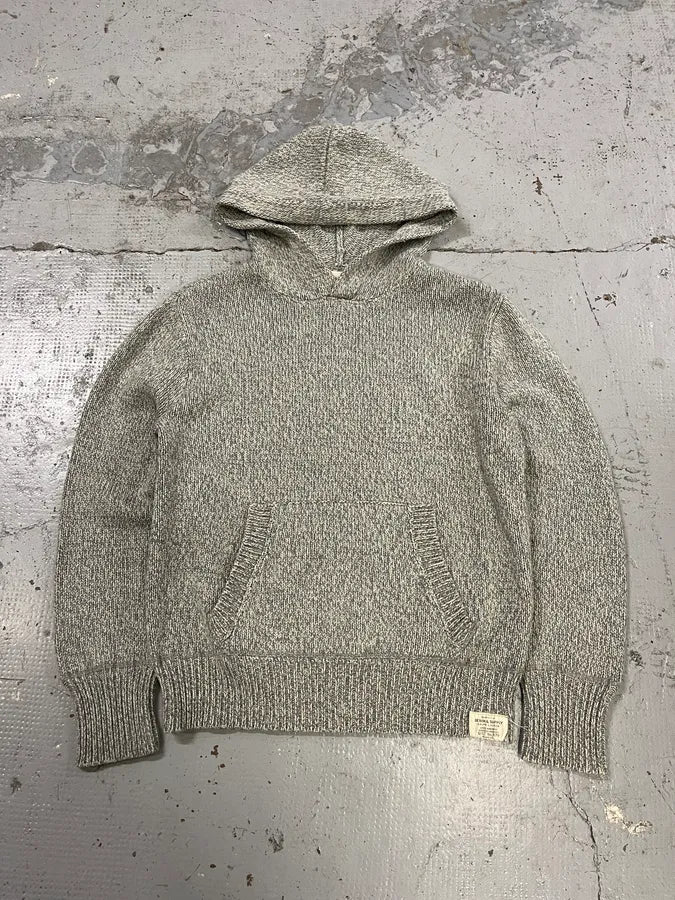 Ralph Lauren Denim & Supply Grey Acrylic Wool Ribbed Knit Hoodie GJUlcFy 3