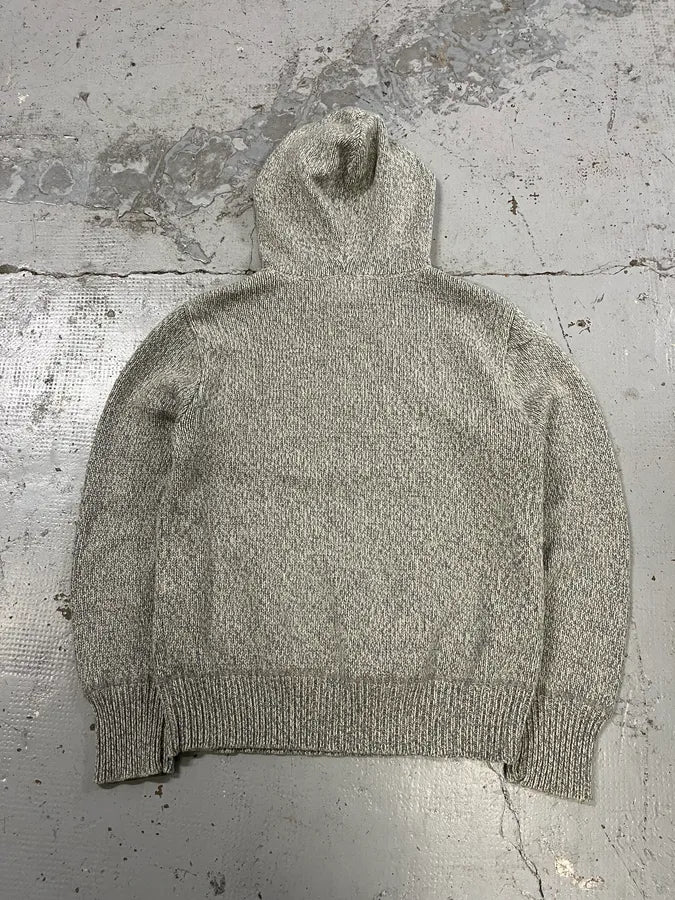 Ralph Lauren Denim & Supply Grey Acrylic Wool Ribbed Knit Hoodie GJUlcFy 6