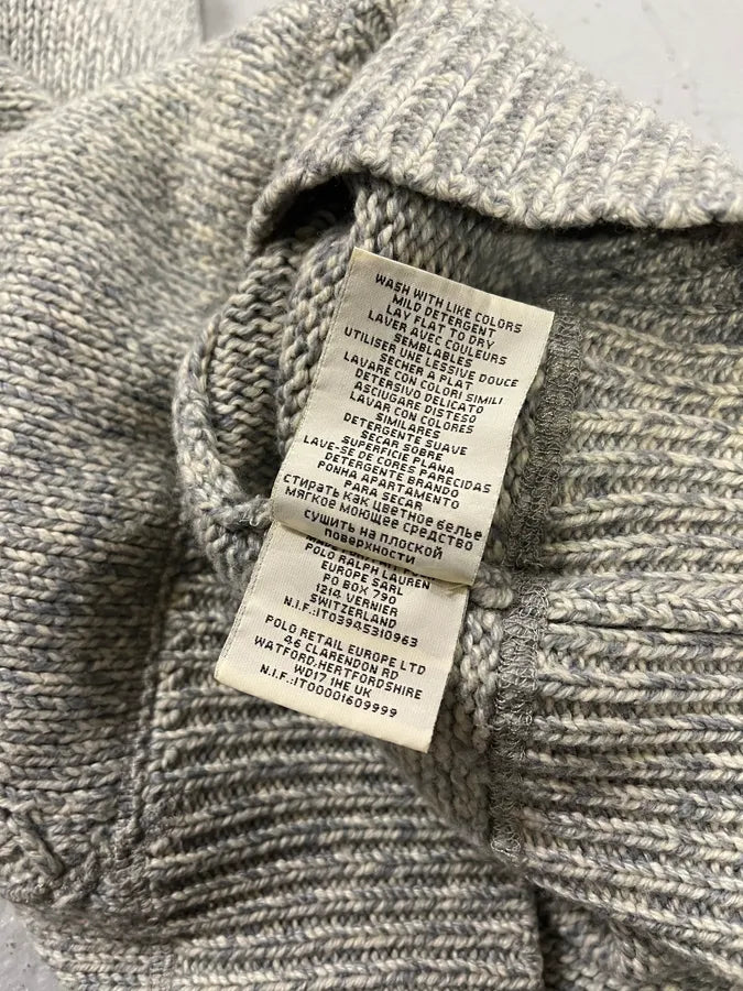 Ralph Lauren Denim & Supply Grey Acrylic Wool Ribbed Knit Hoodie GJUlcFy 9