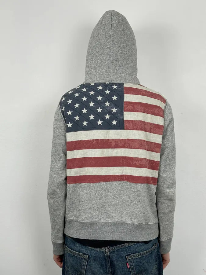 Ralph Lauren Denim & Supply Grey American Flag Zip-up Hoodie YEQWGqF 3