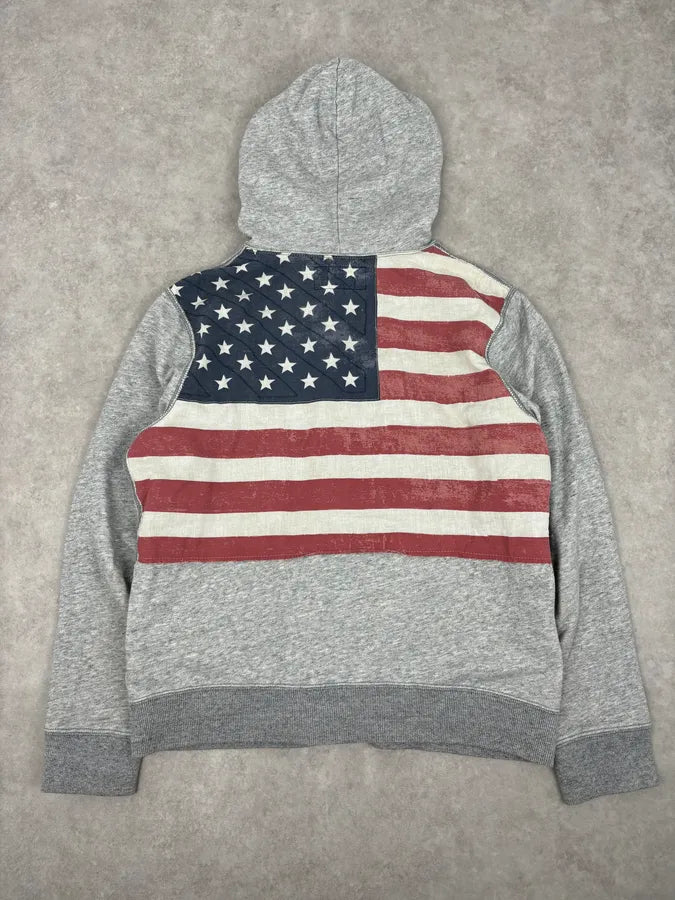 Ralph Lauren Denim & Supply Grey American Flag Zip-up Hoodie YEQWGqF 0