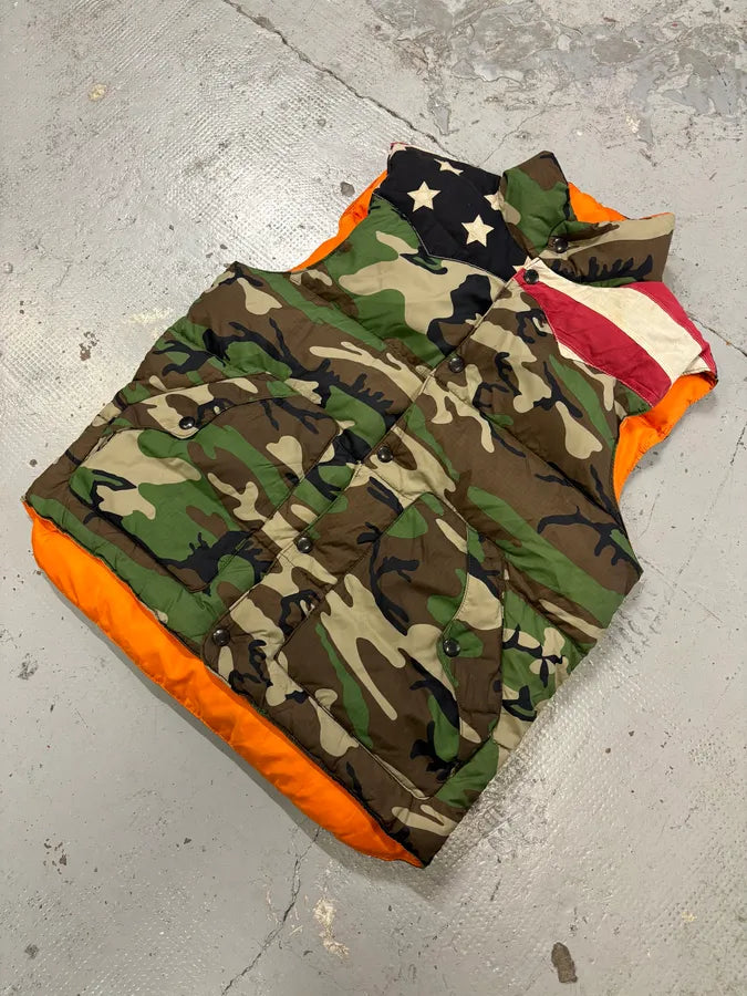 2010s Ralph Lauren Denim & Supply Orange Camo Reversible Puffer Vest OBZMsSZ 6