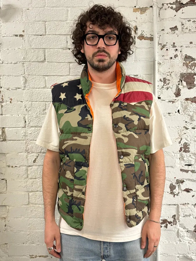 2010s Ralph Lauren Denim & Supply Orange Camo Reversible Puffer Vest OBZMsSZ 2