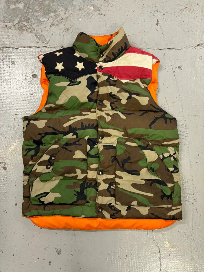 2010s Ralph Lauren Denim & Supply Orange Camo Reversible Puffer Vest OBZMsSZ 0
