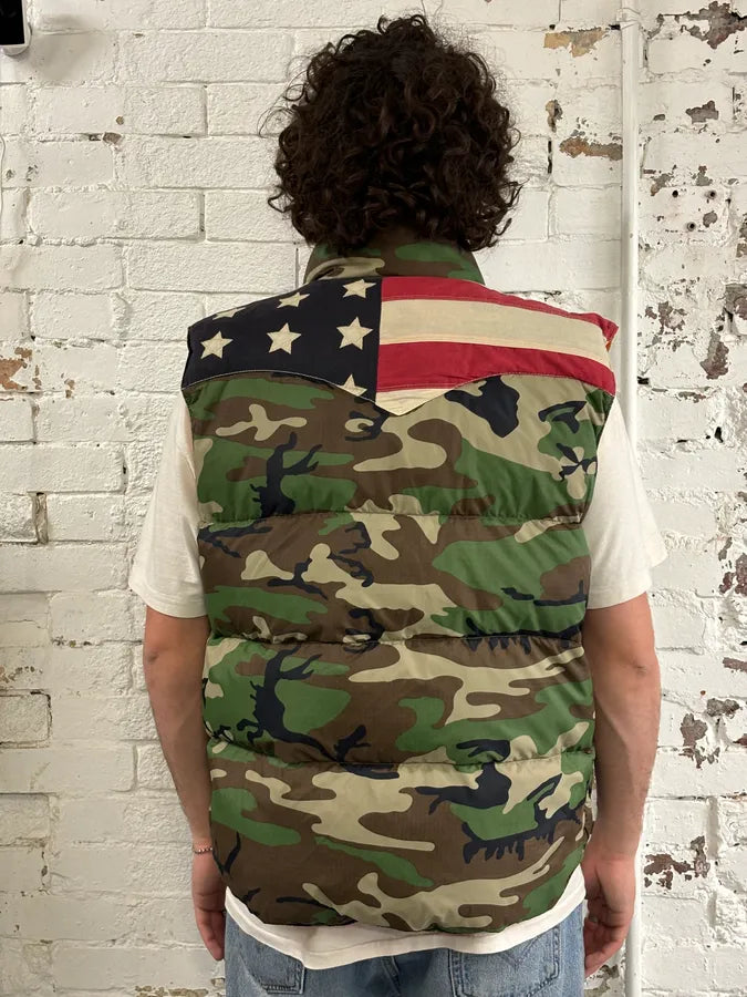 2010s Ralph Lauren Denim & Supply Orange Camo Reversible Puffer Vest OBZMsSZ 1