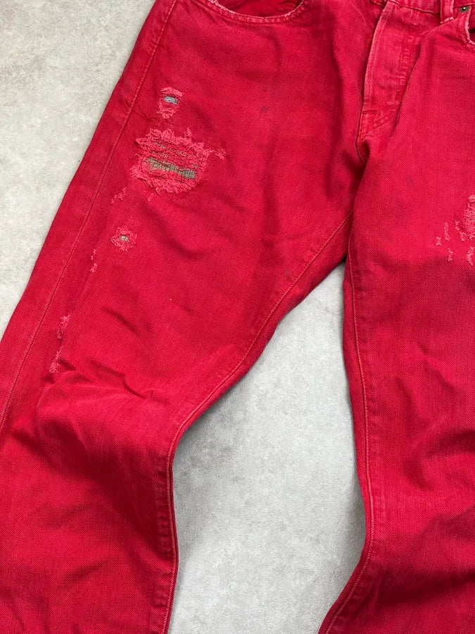 2010s Ralph Lauren Red Denim Distressed Jeans gTgauAQ 9