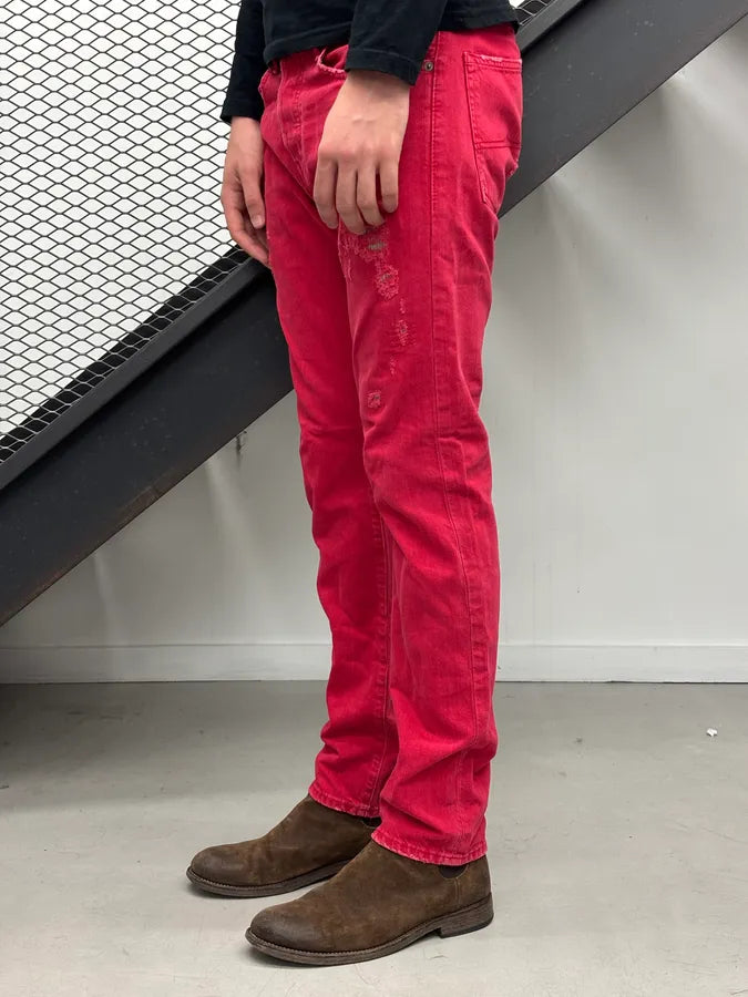 2010s Ralph Lauren Red Denim Distressed Jeans gTgauAQ 2