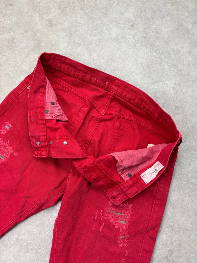 2010s Ralph Lauren Red Denim Distressed Jeans gTgauAQ 8