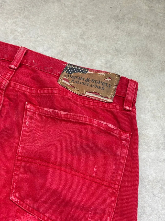 2010s Ralph Lauren Red Denim Distressed Jeans gTgauAQ 7