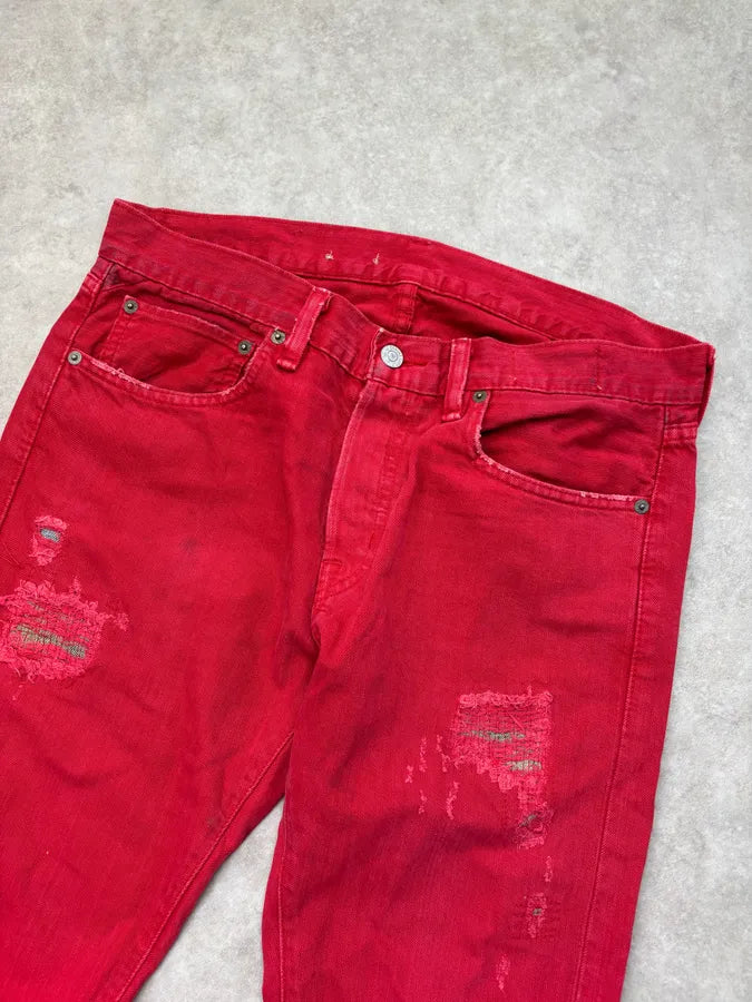 2010s Ralph Lauren Red Denim Distressed Jeans gTgauAQ 4
