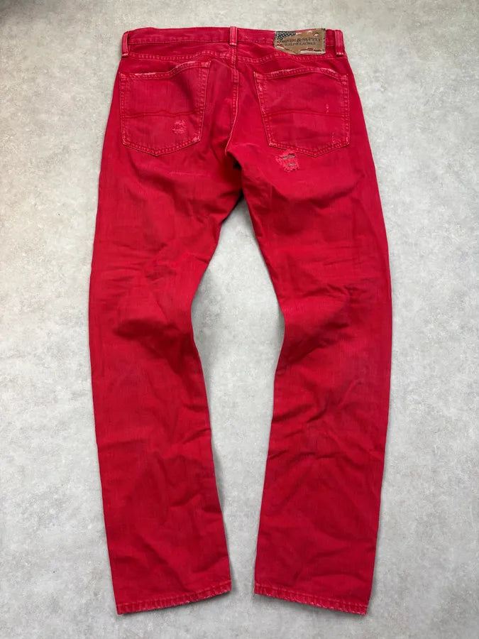 2010s Ralph Lauren Red Denim Distressed Jeans gTgauAQ 5