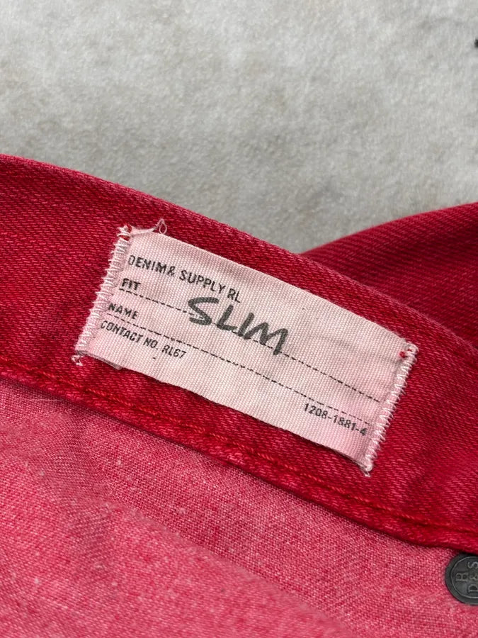 2010s Ralph Lauren Red Denim Distressed Jeans gTgauAQ 11