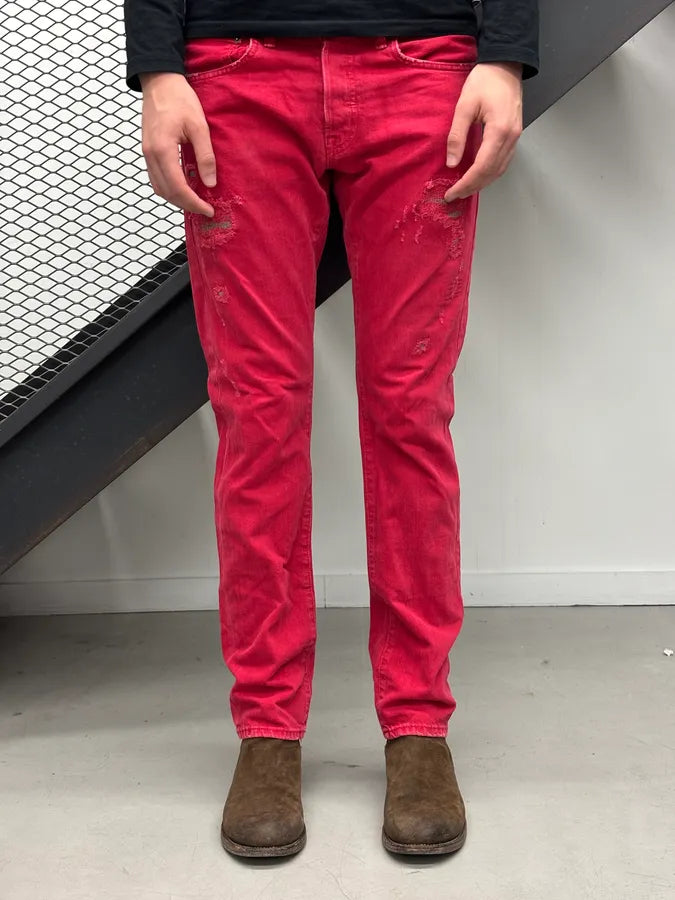 2010s Ralph Lauren Red Denim Distressed Jeans gTgauAQ 1