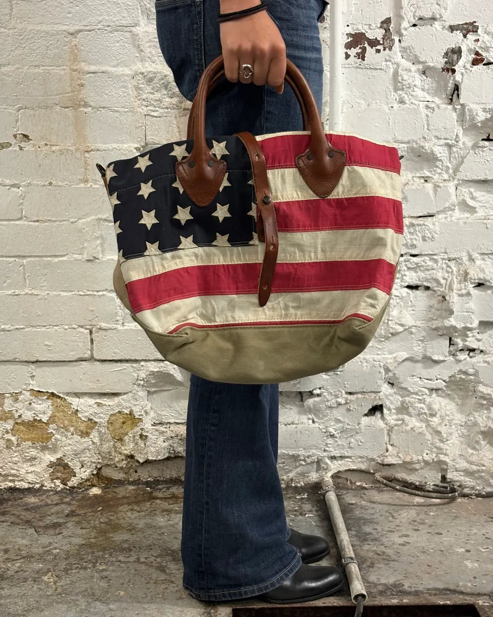 Ralph Lauren Denim & Supply vintage USA Flag Khaki Tote Bag xDYZAak 1