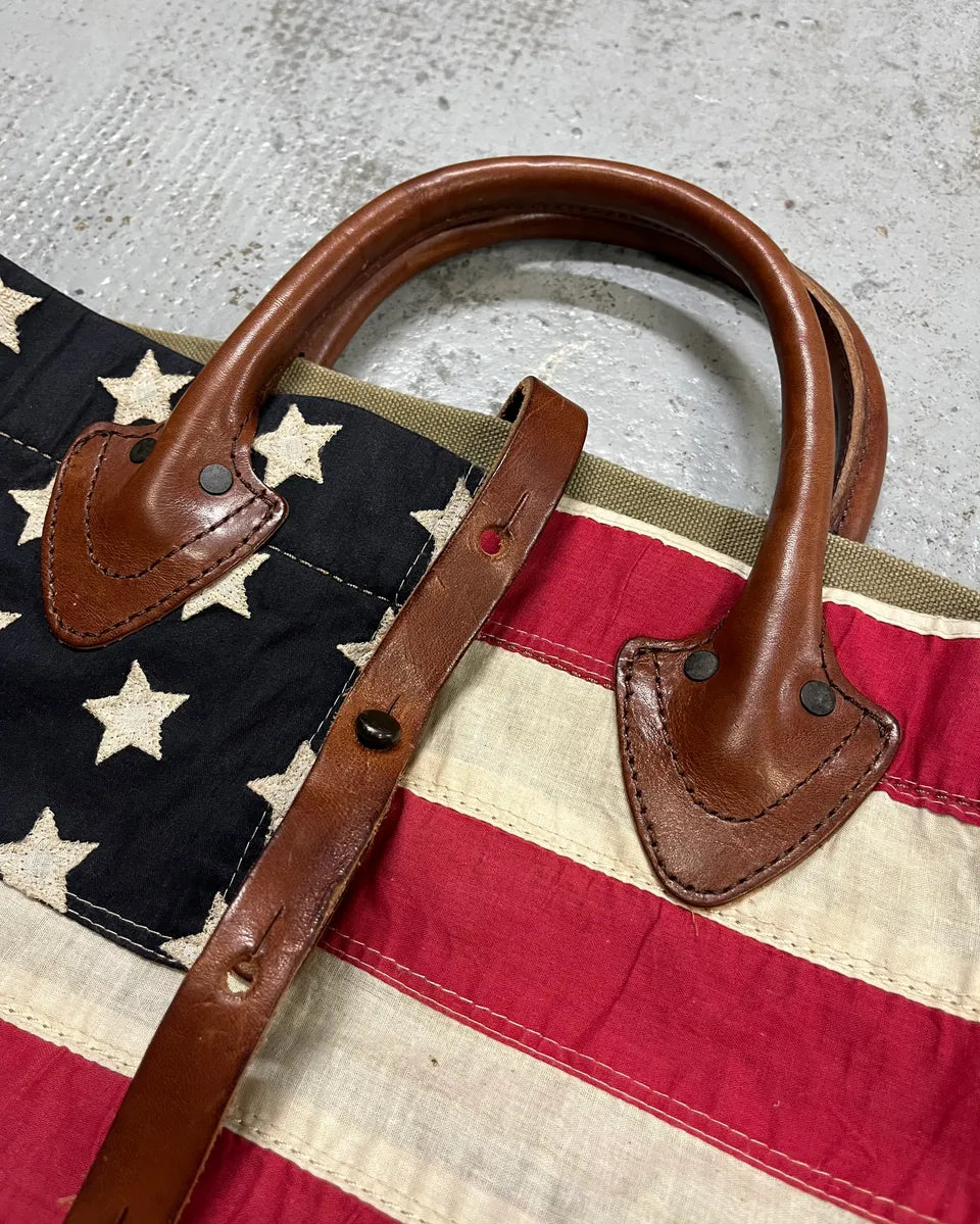 Ralph Lauren Denim & Supply vintage USA Flag Khaki Tote Bag xDYZAak 3
