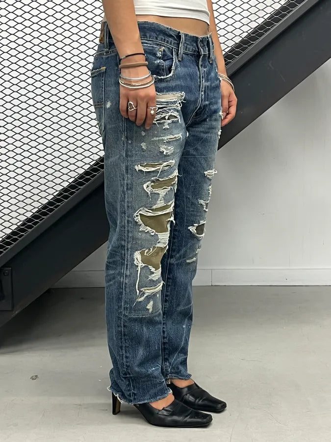 2010s Ralph Lauren Camo Denim Distressed Jeans kTKLcgG 2