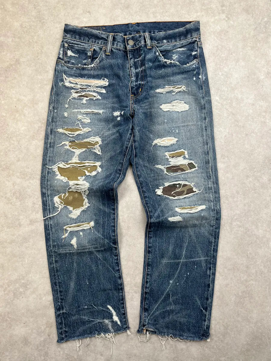 2010s Ralph Lauren Camo Denim Distressed Jeans kTKLcgG 3