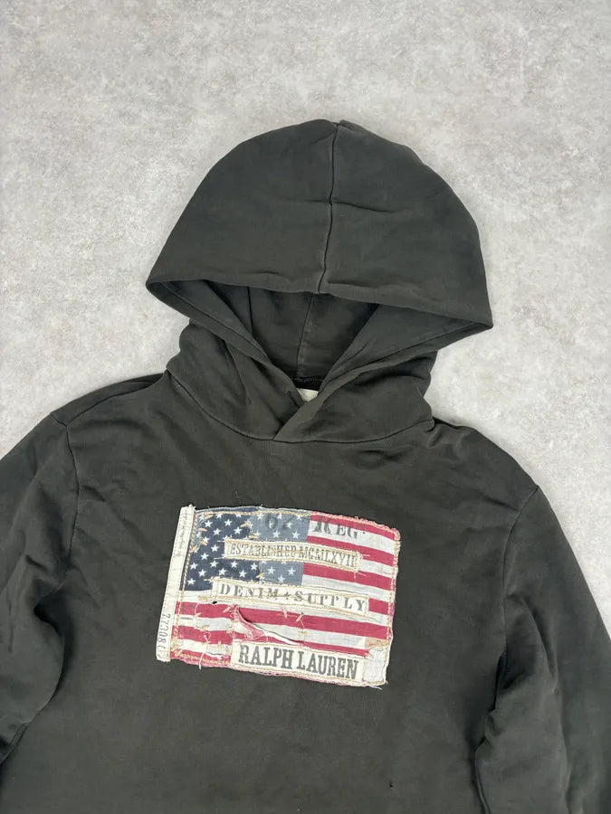 2010s Ralph Lauren Distressed Army USA Flag Hoodie  UDwqSiU 3