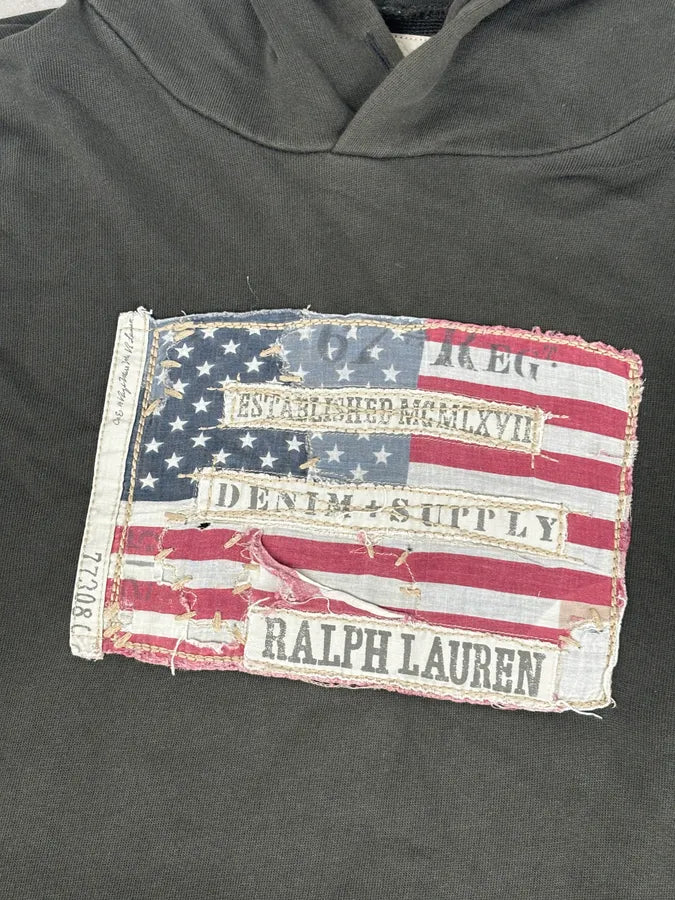 2010s Ralph Lauren Distressed Army USA Flag Hoodie  UDwqSiU 6