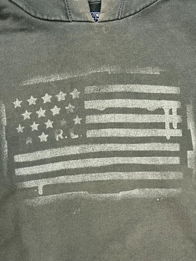 2010s Ralph Lauren Faded Khaki USA Faded Flag Hoodie avLghap 10