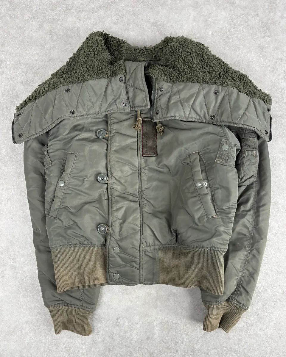 2010s Ralph Lauren Green Aviator Detachable Hood Bomber Jacket PnpQaMi 2