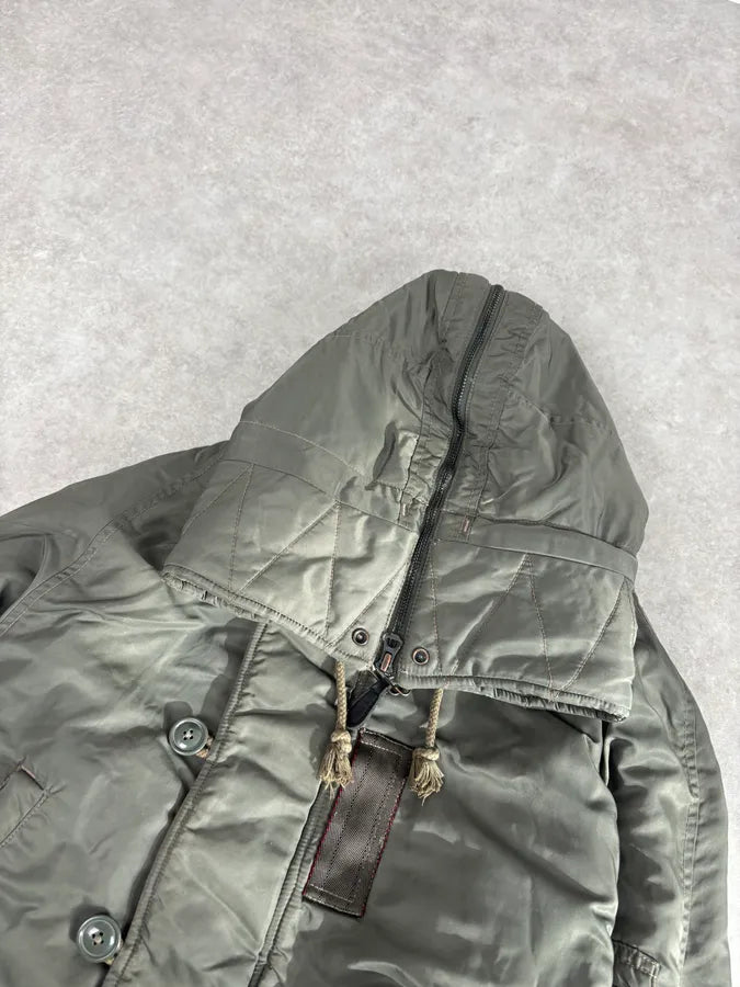 2010s Ralph Lauren Green Aviator Detachable Hood Bomber Jacket PnpQaMi 7