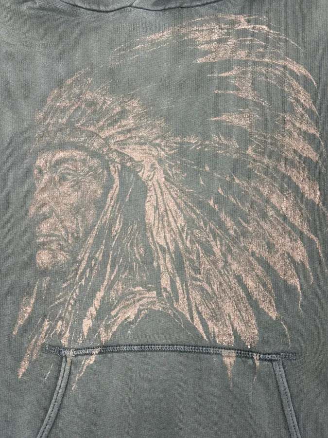 AW2012 Ralph Lauren Green Faded Iroquois Portrait Hoodie HLVSGHp 6