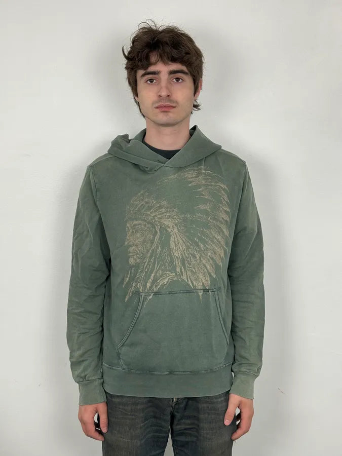 AW2012 Ralph Lauren Green Faded Iroquois Portrait Hoodie HLVSGHp 1
