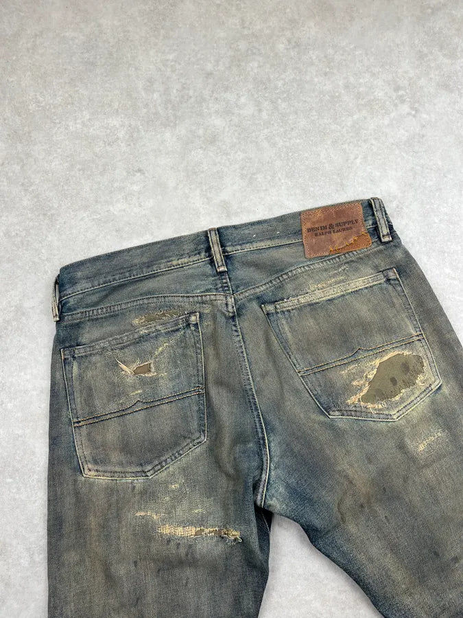 Ralph Lauren Hybrid Distressed Camo Faded Denim Jeans LPiigfK 8