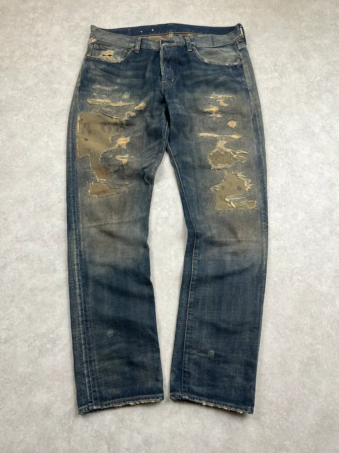 Ralph Lauren Hybrid Distressed Camo Faded Denim Jeans LPiigfK 0