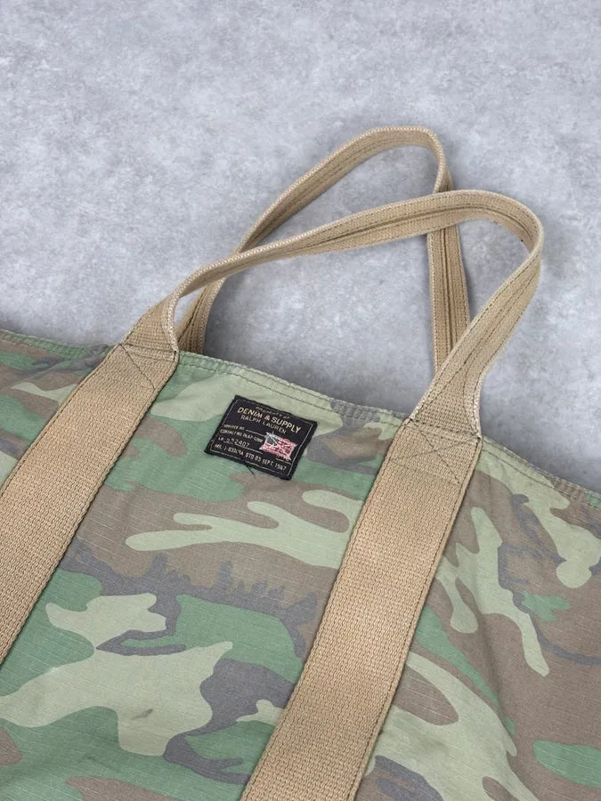 Ralph Lauren Khaki Camouflage Canvas Tote Bag XcMTjCN 4
