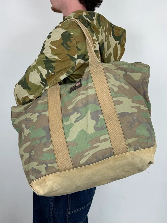 Ralph Lauren Khaki Camouflage Canvas Tote Bag XcMTjCN 2