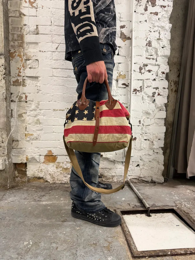 Ralph Lauren Khaki Canvas American Flag Tote Bag PfjynWE 2