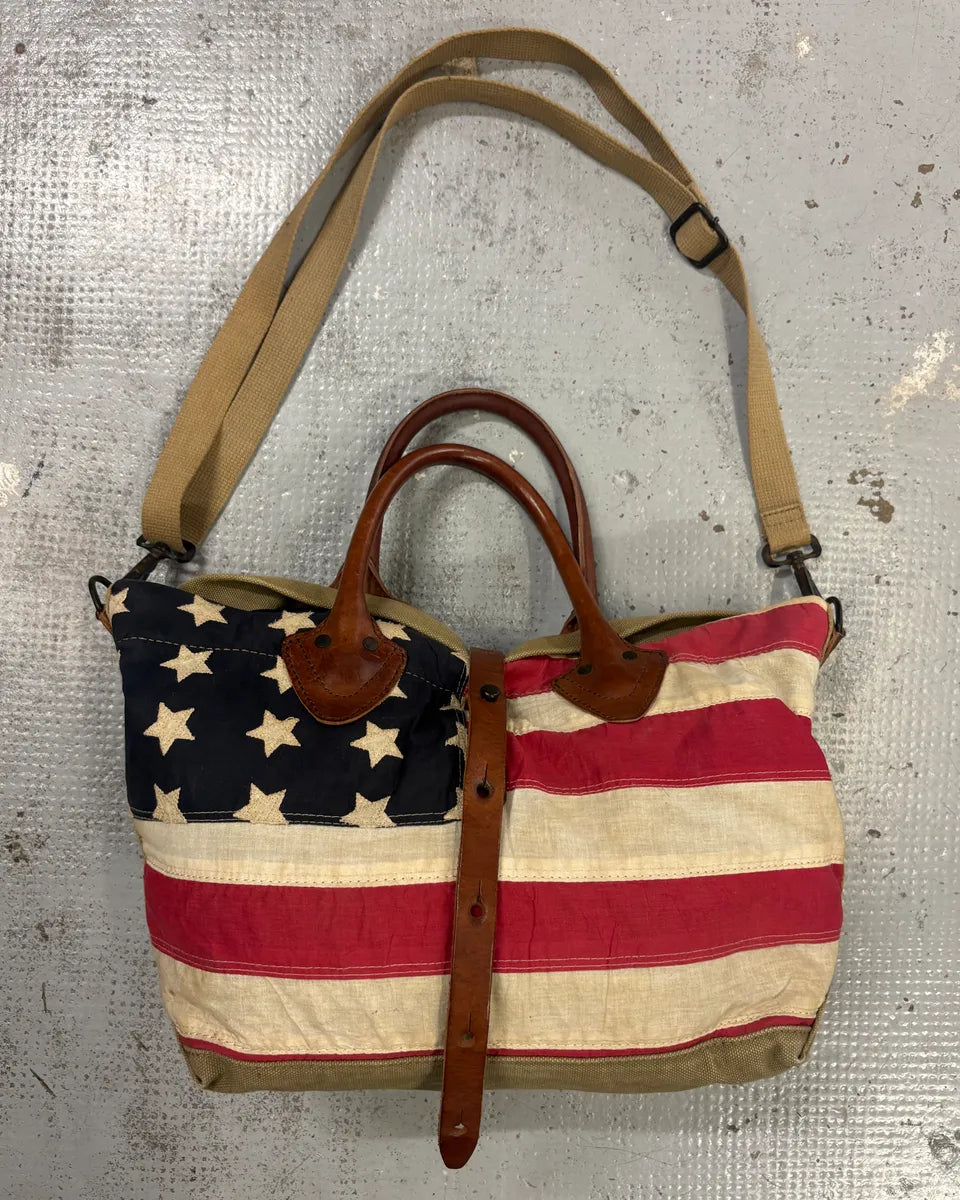 Ralph Lauren Khaki Canvas American Flag Tote Bag PfjynWE 0