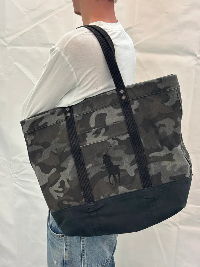 Ralph Lauren Dark Grey Canvas Camouflage Polo Tote Bag oPkrgVp 1