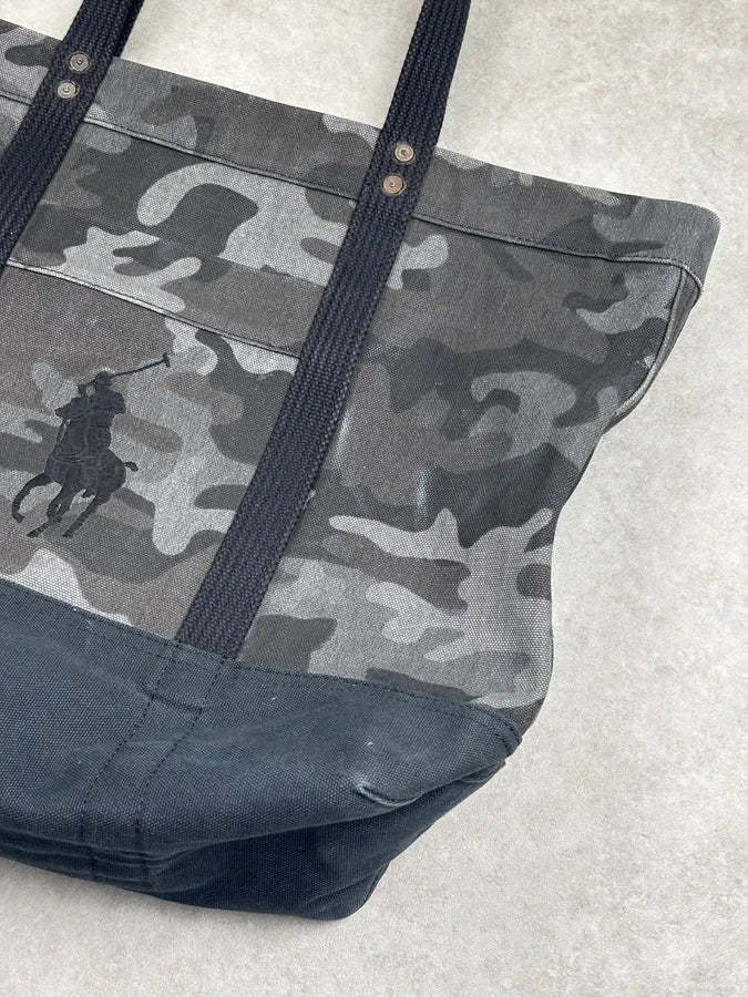 Ralph Lauren Dark Grey Canvas Camouflage Polo Tote Bag oPkrgVp 3