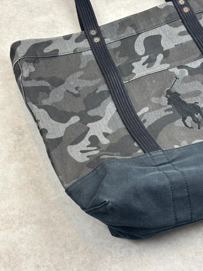 Ralph Lauren Dark Grey Canvas Camouflage Polo Tote Bag oPkrgVp 4