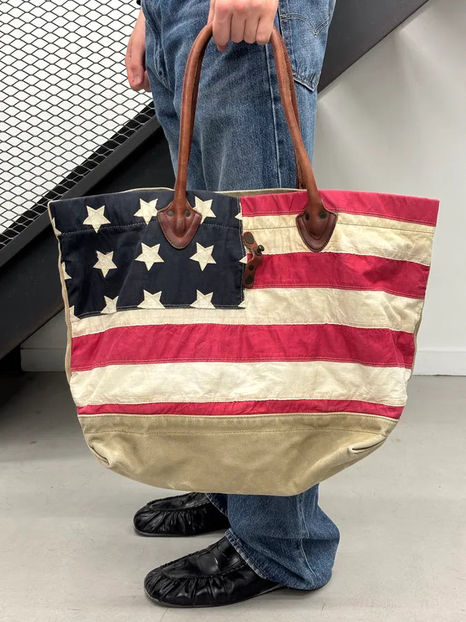2010s Ralph Lauren Khaki American Flag Tote Bag ThmYdDH 2