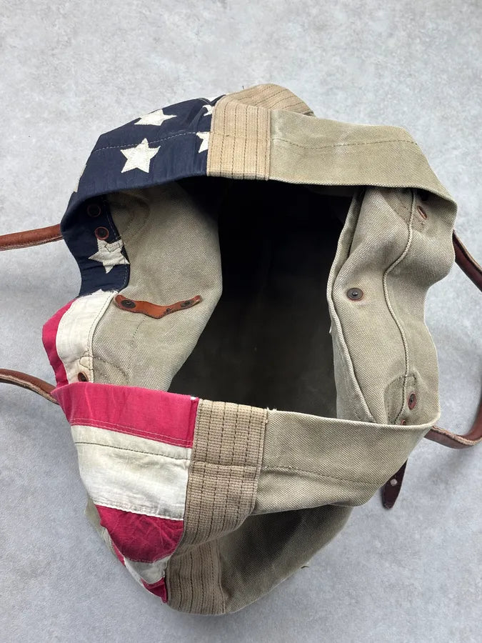 2010s Ralph Lauren Khaki American Flag Tote Bag ThmYdDH 12