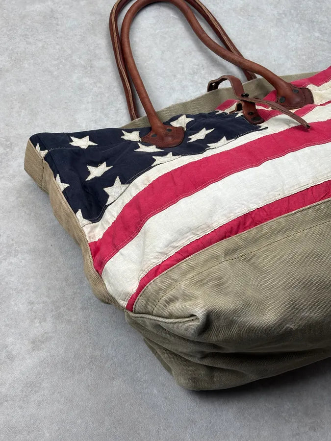 2010s Ralph Lauren Khaki American Flag Tote Bag ThmYdDH 4