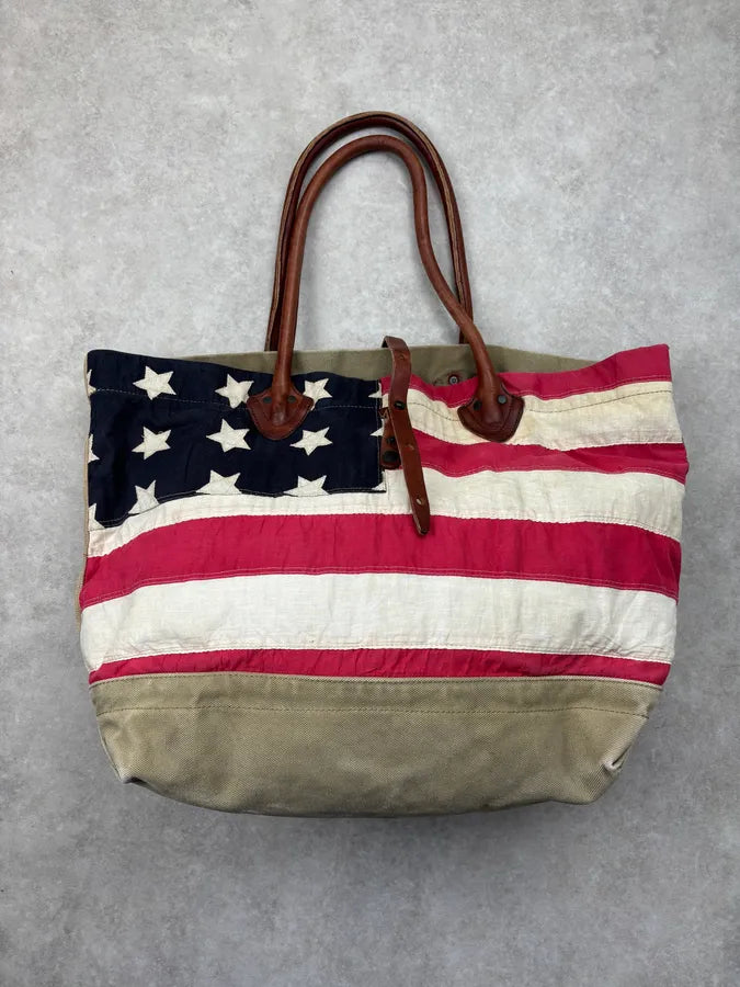 2010s Ralph Lauren Khaki American Flag Tote Bag ThmYdDH 0