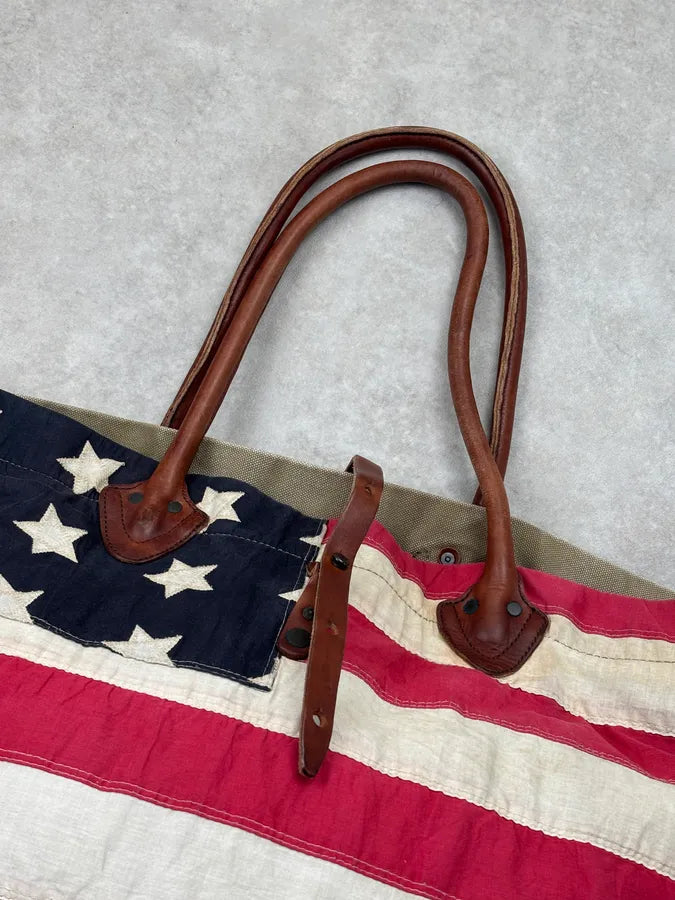 2010s Ralph Lauren Khaki American Flag Tote Bag ThmYdDH 5