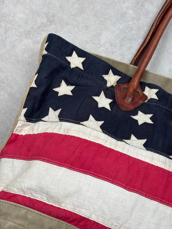 2010s Ralph Lauren Khaki American Flag Tote Bag ThmYdDH 6