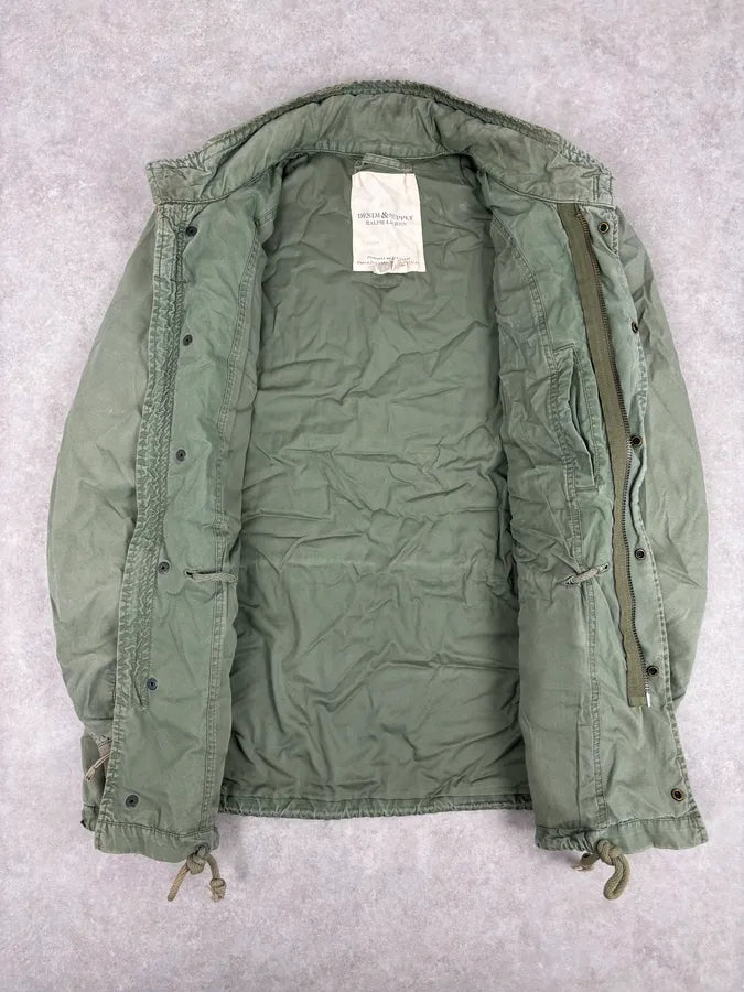 2010s Ralph Lauren Khaki Field Jacket Nylon Striped Military Jacket vwXhKxn 6