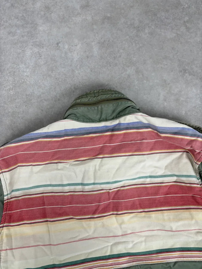2010s Ralph Lauren Khaki Field Jacket Nylon Striped Military Jacket vwXhKxn 5