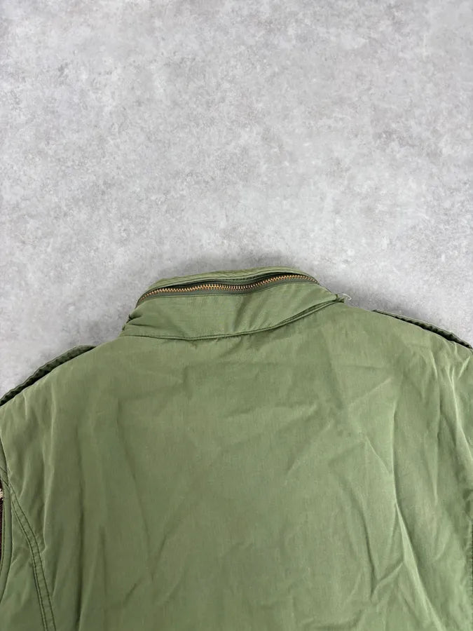 2010s Ralph Lauren Green & Brown Nylon Military Knit Sleeves Cargo Jacket QvkGFqz 5