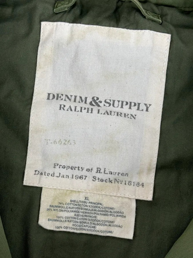 2010s Ralph Lauren Green & Brown Nylon Military Knit Sleeves Cargo Jacket QvkGFqz 9