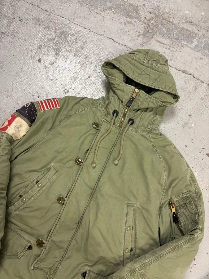 AW2012 Ralph Lauren Khaki Green Flags Long Cargo Parka Coat miphUsz 5